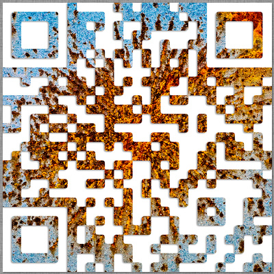 ﻿Farbiger Qr Code mit weniger Kontrast in blau rostig rot dirk schmitz